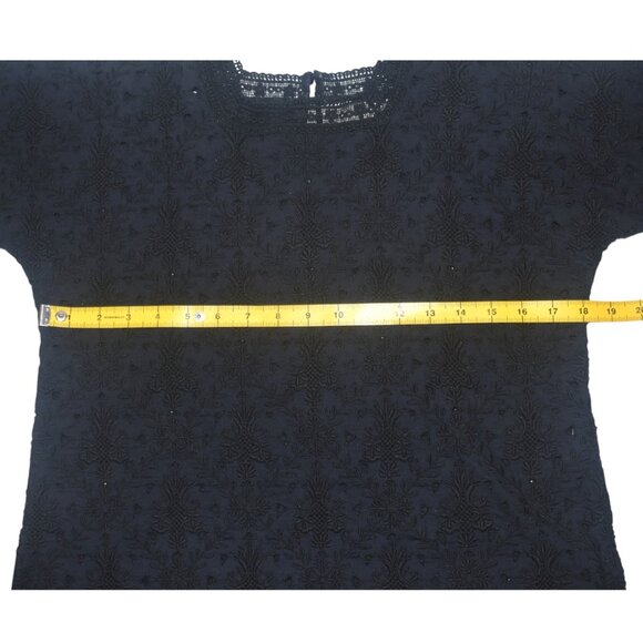 Athe Vanessa Bruno Black Cotton Embroidered Eyelet Top Victorian Goth 34 S - Picture 8 of 9